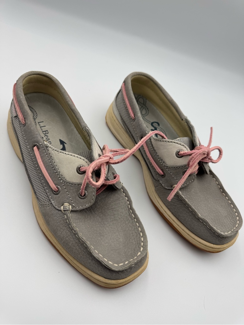 L.L. Bean Women’s Lakeside Casual Boat Shoes with Pink Laces